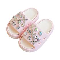 Chinelos De Cartoon Para Meninas Com Strass, Sandálias De Eva De Duas Cores, Solado Macio E Chinelos De Cartoon Para Meninas Com Strass, Sandálias De Eva De Duas Cores, Solado Macio E