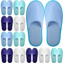 Chinelos de casa descartáveis Geyoga, 12 pares para hóspedes, azuis