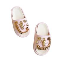 Chinelos De EVA Para Meninas Com Estampa De Urso Dourado, Sandálias De Duas Cores Com Solado Macio E Chinelos De EVA Para Meninas Com Estampa De Urso Dourado, Sandálias De Duas Cores Com Solado Macio E