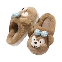 Chinelos De Inverno Femininos Com Design De Urso Forrados Em Plush Antiderrapantes Com Solado Grosso