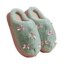 Chinelos De Inverno Femininos Para Uso Interno Com Laço, Quentes, Antiderrapantes, Sola Grossa De Chinelos De Inverno Femininos Para Uso Interno Com Laço, Quentes, Antiderrapantes, Sola Grossa De