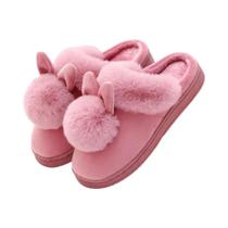Chinelos De Inverno Femininos Quentes E Antiderrapantes De Algodão Macio Com Orelhas De Coelho Fofas Chinelos De Inverno Femininos Quentes E Antiderrapantes De Algodão Macio Com Orelhas De Coelho Fofas