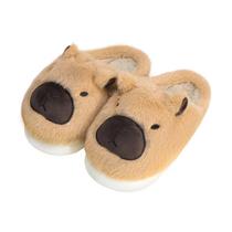 Chinelos de inverno Gaolinci Cartoon Capivara de algodão para mulheres