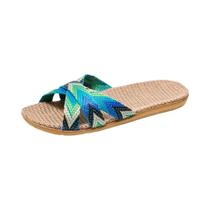 Chinelos De Linho Femininos De Verão Antiderrapantes Com Sola Grossa Para Uso Interno, Chinelos