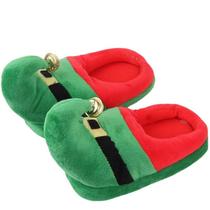 Chinelos de pelúcia Christmas Elf para adultos, chinelos Cozy House
