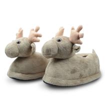 Chinelos de pelúcia de rena para adultos, Cartoon Animal House Chinelos de pelúcia de rena para adultos, Cartoon Animal House