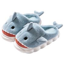 Chinelos de pelúcia Funny Cartoon Shark para mulheres, quentes e fofos Chinelos de pelúcia Funny Cartoon Shark para mulheres, quentes e fofos