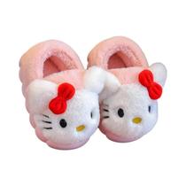 Chinelos De Pelúcia Kawaii HelloKitty Para Meninas, Sola Macia, Antiderrapante, Calçados Quentes De