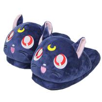 Chinelos de pelúcia Sailors Moons Luna Cat Anime para mulheres Chinelos de pelúcia Sailors Moons Luna Cat Anime para mulheres