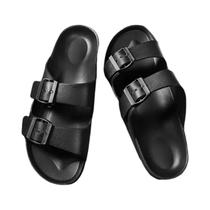 Chinelos de praia masculinos da moda com fivela casual, capa de salto plano confortável para casais