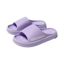 Chinelos De Praia Unissex Em Cores Sólidas Com Letras, Solado Grosso, Antiderrapante, Sandálias De