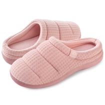 Chinelos EverFoams Cozy Waffle Memory Foam rosa claro para mulheres Chinelos EverFoams Cozy Waffle Memory Foam rosa claro para mulheres