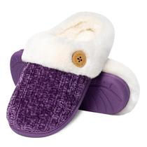 Chinelos Evshine Fuzzy Memory Foam Chenille Knit femininos roxos