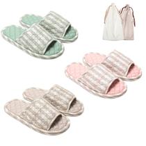 Chinelos femininos de algodão floral biroris, 3 pares