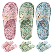 Chinelos femininos de algodão floral biroris, 3 pares Chinelos femininos de algodão floral biroris, 3 pares