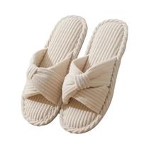 Chinelos Femininos De Corduroy Com Alça Cruzada Antiderrapante Leves E Abertos Para Uso Em Casa