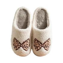 Chinelos Femininos De Inverno Para Uso Interno, Com Sola Macia, Laço, Fofos, Quentes, Confortáveis,