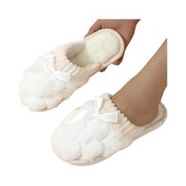Chinelos Femininos De Inverno Quentes Com Laço, Sola Macia, Pelúcia Fofa, Antiderrapantes, Chinelos Femininos De Inverno Quentes Com Laço, Sola Macia, Pelúcia Fofa, Antiderrapantes,