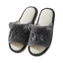 Chinelos Femininos De Pelúcia Com Estampa De Gato, Solado Antiderrapante, Abertos Na Frente, Para Chinelos Femininos De Pelúcia Com Estampa De Gato, Solado Antiderrapante, Abertos Na Frente, Para