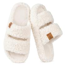 Chinelos femininos EverFoams felpudos com ponta aberta e espuma viscoelástica Chinelos femininos EverFoams felpudos com ponta aberta e espuma viscoelástica