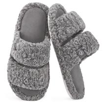 Chinelos femininos EverFoams, felpudos de bico aberto, espuma viscoelástica macia