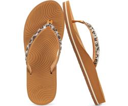 Chinelos femininos KuaiLu Rhinestone Arch Support Khaki 7