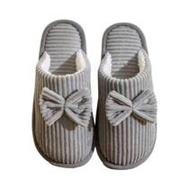 Chinelos Femininos Leves Com Laço Confortáveis E Macios De Algodão Para Uso Interno No Quarto Outono