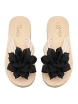 Chinelos femininos RoseSeek, florais, biqueira aberta em 3D, pretos, EVA Chinelos femininos RoseSeek, florais, biqueira aberta em 3D, pretos, EVA