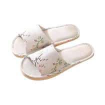 Chinelos Florais Femininos Confortáveis Antiderrapantes Sandálias Planas Para Casa Quarto Primavera