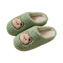 Chinelos fofos de urso fofo, sapatos de casa de pelúcia quentes para mulheres e homens