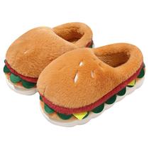 Chinelos Funny Cartoon Burger Plush Warm Fluffy House Slipper Chinelos Funny Cartoon Burger Plush Warm Fluffy House Slipper
