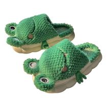 Chinelos Funny Cartoon Frog Plush Cozy Winter House Slipper
