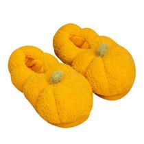 Chinelos Funny Cartoon Pumpkin Plush Warm Winter House Chinelos Funny Cartoon Pumpkin Plush Warm Winter House