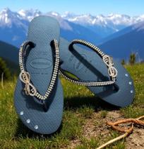 chinelos havaianas personalizados com strass e pingente