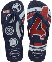 Chinelos Havaianas Top Marvel LGMN Avengers Vingadores Marinho