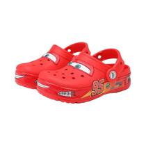 Chinelos Impermeáveis Com LED Para Crianças, Sandálias De Praia Do Personagem Lightning McQueen,