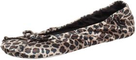 Chinelos Isotoner Ballerina para Mulheres - Seda Macia com Estampa de Onça (Tamanhos 8-9) Chinelos Isotoner Ballerina para Mulheres - Seda Macia com Estampa de Onça (Tamanhos 8-9)