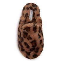 Chinelos Laura Ashley Scuff Plush Animal Print femininos marrons Chinelos Laura Ashley Scuff Plush Animal Print femininos marrons