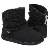 Chinelos LongBay Warm Chenille Knit Bootie Memory Foam Black