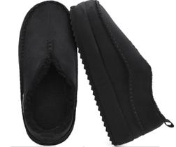 Chinelos masculinos KuaiLu Clog Memory Foam Warm Suede Black 11