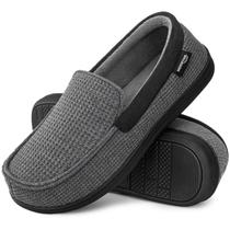 Chinelos Mocassim Masculinos HomeTop com Espuma de Memória Cinza Escuro Chinelos Mocassim Masculinos HomeTop com Espuma de Memória Cinza Escuro