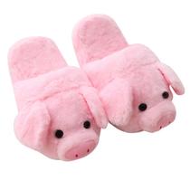 Chinelos Pink Pig Plush Anime Home Shoes, tamanho 36-39