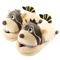 Chinelos Raccoon Fluffy Warm Plush, antiderrapantes, cortados em casa