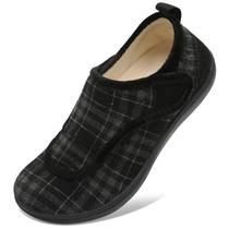 Chinelos Scurtain Wide Comfy Diabéticos Ortopédicos de Algodão Preto