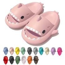 Chinelos Shark Cloud, chinelos Shark Cute para mulheres e homens, sandálias de verão para meninos e meninas, sapatos de plataforma de spa antiderrapantes, sandálias de praia com bico aberto, sapatos de banho para casais (44/45, rosa, numérico_11)