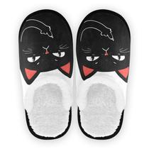 Chinelos SLHKPNS Middle Finger Black Cat Fuzzy Coral Fleece Chinelos SLHKPNS Middle Finger Black Cat Fuzzy Coral Fleece