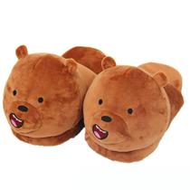 Chinelos Smiling Brown Bear Funny Plush Warm Indoor Anime