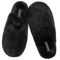 Chinelos Snug Leaves Fuzzy Scuff, espuma viscoelástica feminina, preta 38-39