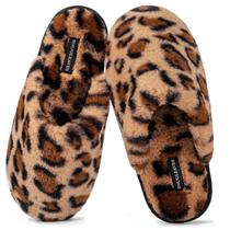 Chinelos Snug Leaves Fuzzy Scuff Women Cheetah Brown Tamanho 7-8 Chinelos Snug Leaves Fuzzy Scuff Women Cheetah Brown Tamanho 7-8