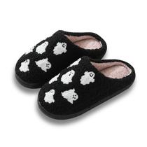 Chinelos Titype Halloween Ghost Warm Plush para mulheres e homens